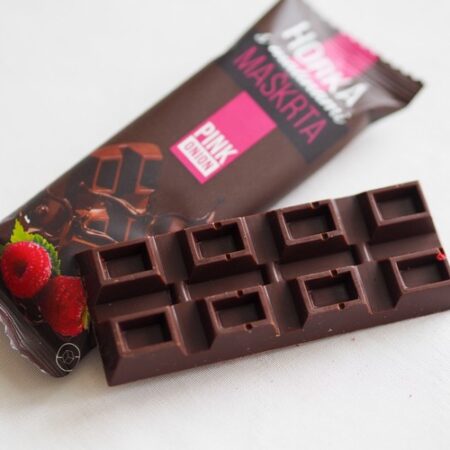 Pink Onion Horká čokoláda 75% s kúskami malín Vegan 23g