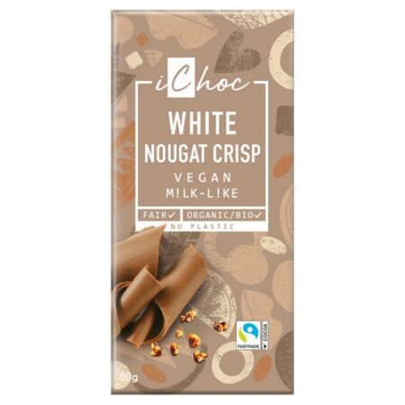 iChoc Čokoláda biely nugát s orieškami BIO Vegan Fair trade 
80g