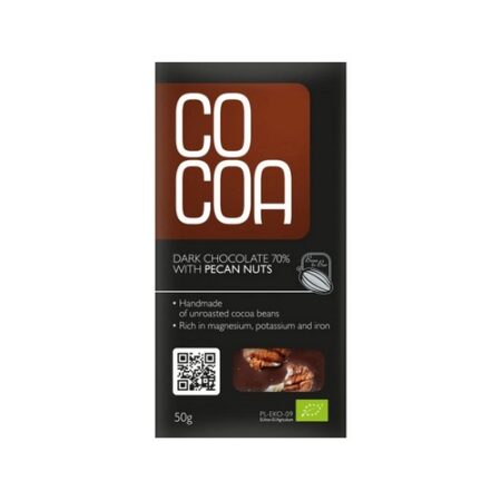 Cocoa Horká čokoláda 70% s pekanovými orechami BIO RAW Vegan 40g