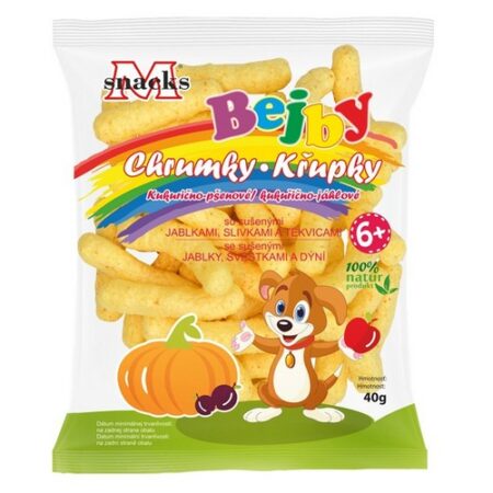 Kukurično-pšenové chrumky so sušenými jablkami a slivkami 40g Bejby