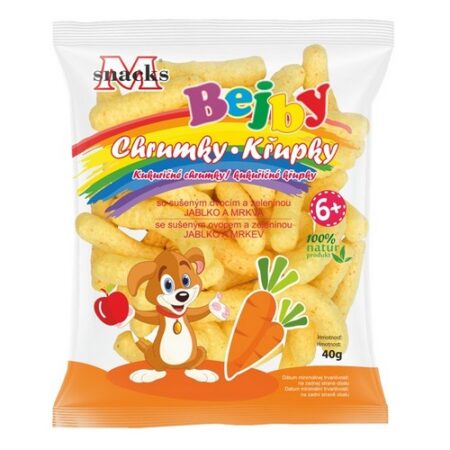 Kukuričné chrumky so sušenou mrkvou a jablkom 40g Bejby
