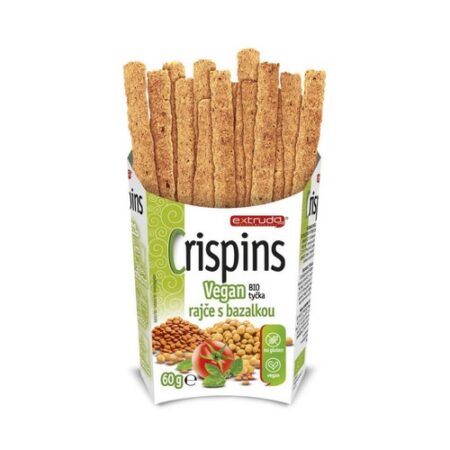 Tyčinky Crispins EXTRUDO paradajka s bazalkou Vegan BIO 60g