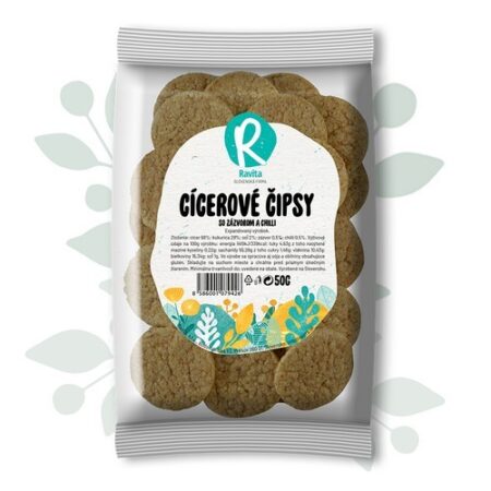 Cícerové čipsy so zázvorom a chilli Ravita 50g