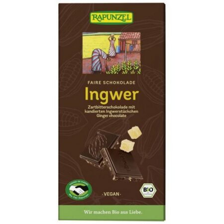 Rapunzel Horká čokoláda 55% so zázvorom fairtrade BIO Vegan 80g