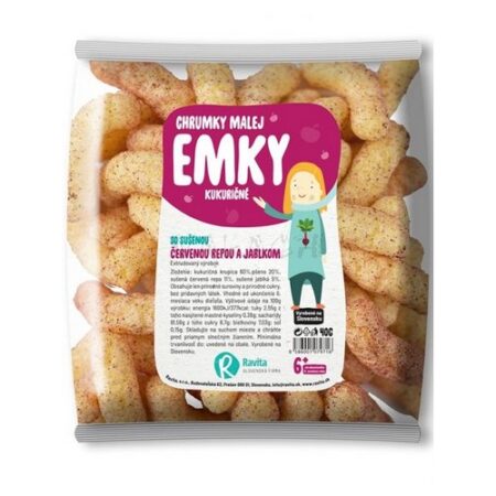 Ravita Kukurično-pšenové chrumky malej Emky s červenou repou a jablkom 40g