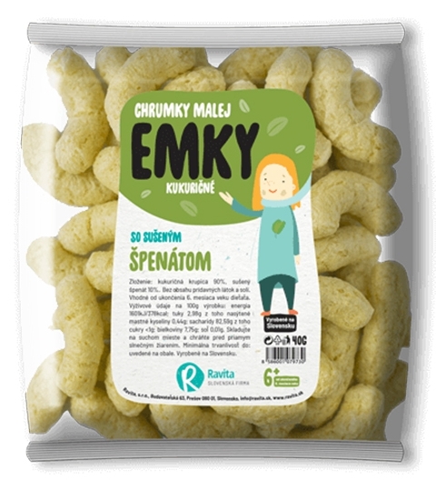 Ravita Kukuričné chrumky malej Emky so špenátom 40g