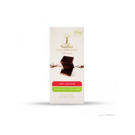 Balance Horká čokoláda 72% s kakaovými zrnami a stéviou bez pridaného cukru 85g