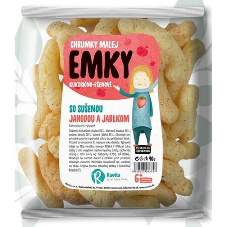 Ravita Kukurično-pšenové chrumky malej Emky s jahodou a jablkom 40g